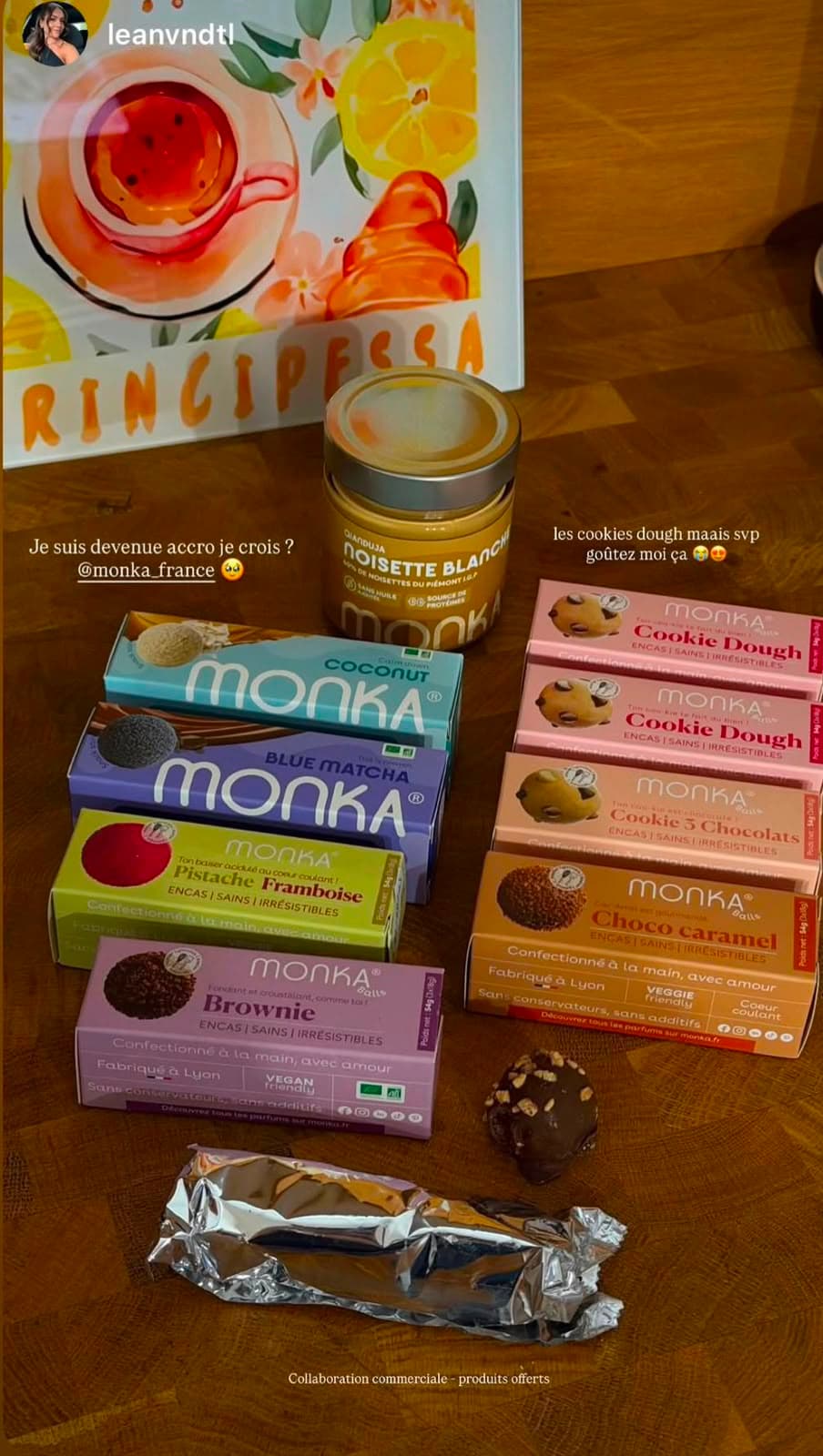 Story influenceuse — snacks Monka